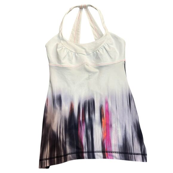 Lululemon Womens Scoop Me Up Tank Size 4 White Indigo Mirage Gym Y2K Yoga Run - Picture 2 of 9